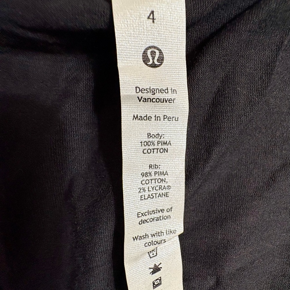 Lululemon All Yours Black Long Sleeve Crewneck Top size 4 Pima Cotton NWT - Picture 8 of 9
